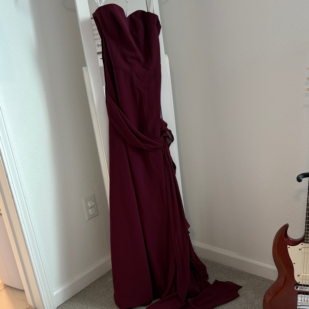 David’s Bridal multi way bridal dress color wine